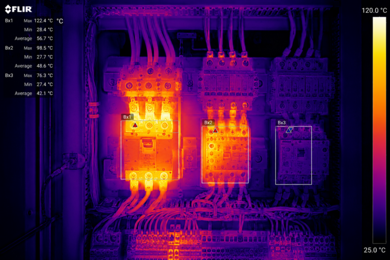 Inspeção termográfica em painel elétrico industrial