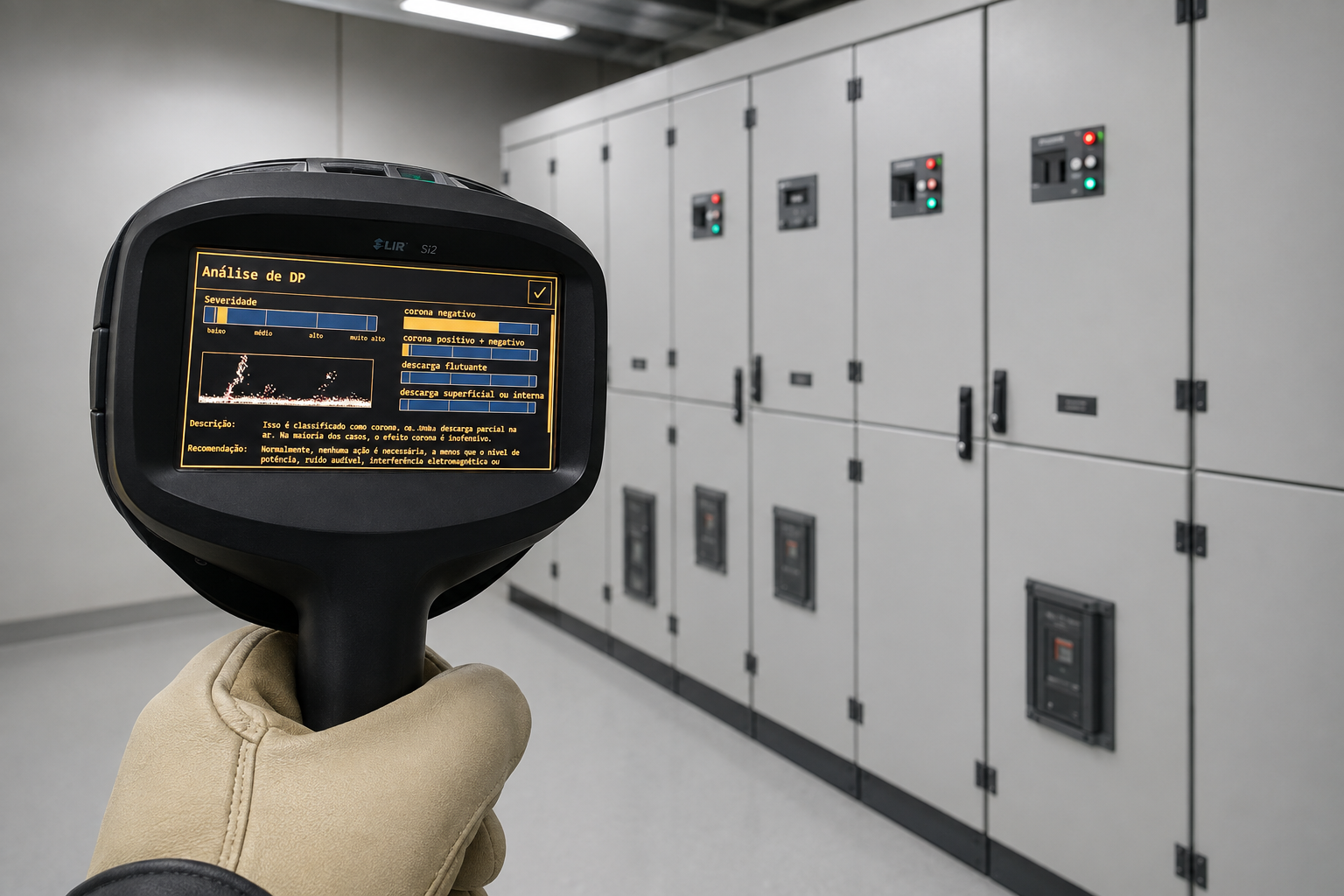 Câmera acústica FLIR Si2 em inspeção de descarga parcial em instalação elétrica industrial