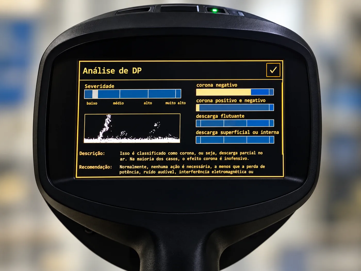 Análise de descarga parcial com câmera acústica FLIR