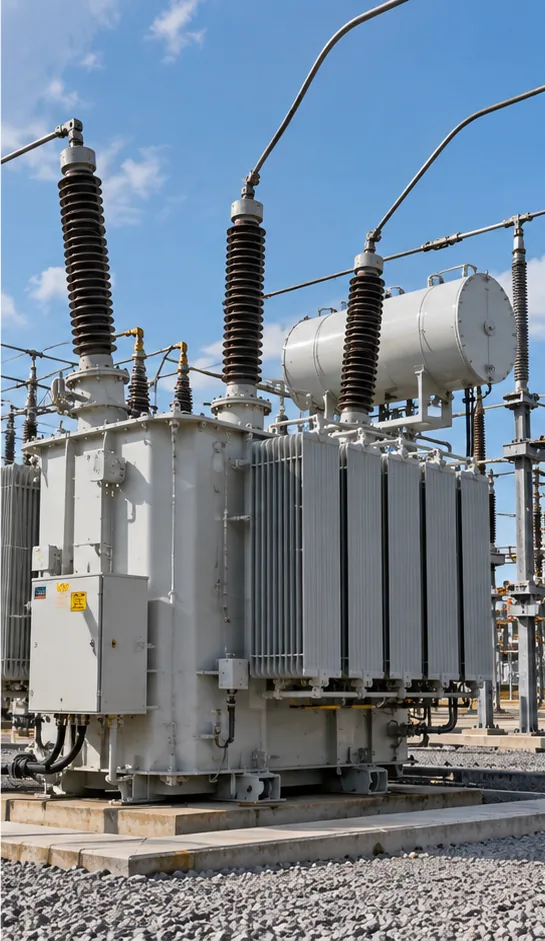 Transformador de potência em subestação elétrica